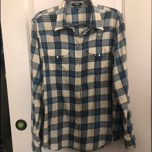 CHAPS ~ Blue and Cream Flannel | Like New